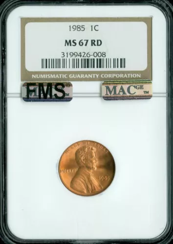1985 LINCOLN CENT NGC MS67 RED MAC FMS PQ SPOTLESS  *