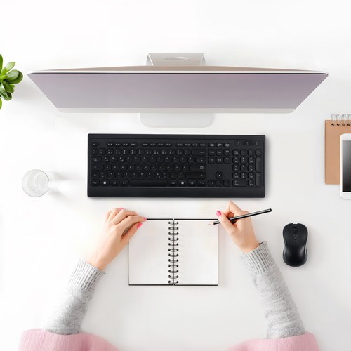 Funk-Tastatur-Maus-Set kabellos PC USB QWERTZ Keyboard 10m leise slim Schwarz - Bild 13 von 13
