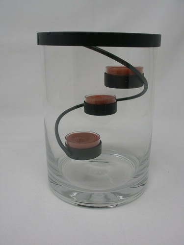 Clear Glass Jar with Metal Swirl Tea Light Holder (Tea Lights Included) - Picture 9 of 9