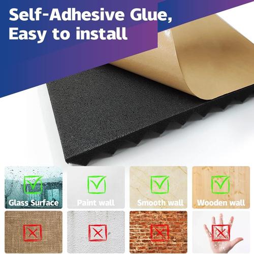 Self Adhesive Studio Acoustic Foam Sound Proofing Panel Strong Absorption (30Cm - Picture 5 of 12