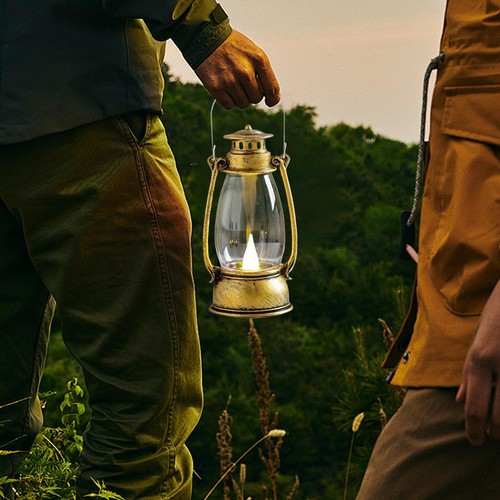 LED Retro Outdoor Camping Kerosene Lamp Portable Lantern Oil Lamp Style Vintage - Picture 2 of 13