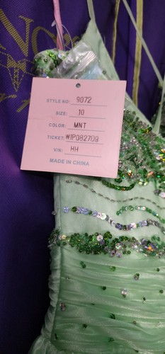 Women Mint Green Formal Wedding Prom Evening Gown Lace Maxi Dress Beaded - Picture 4 of 6
