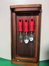 Lot of5 Essential Medical Supply PowerOfRed 2 spoons 1 fork & 2 WoodServingTrays