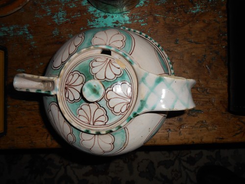 Tetera italiana modernista antigua de cerámica muy rara con plato - Imagen 4 de 4