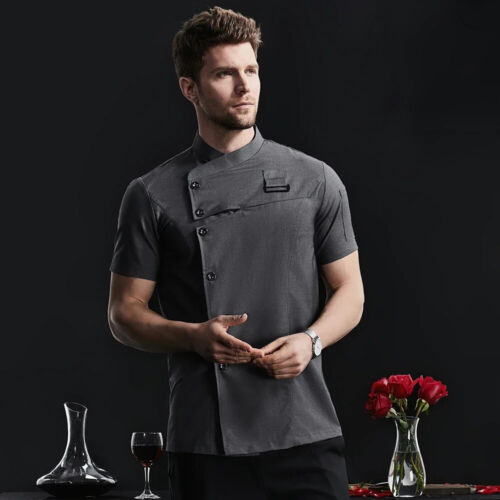 Kitchen Jacket Catering Uniform Short Sleeve Chef Clothes Restaurant Workwear - Picture 5 of 31