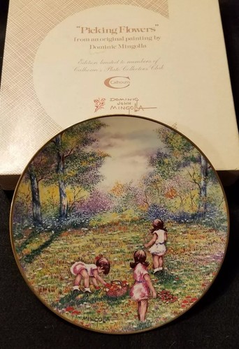 DOMINIC JOHN MINGOLLA COLLECTOR PLATE PICKING FLOWERS 1977 with box - Picture 1 of 5