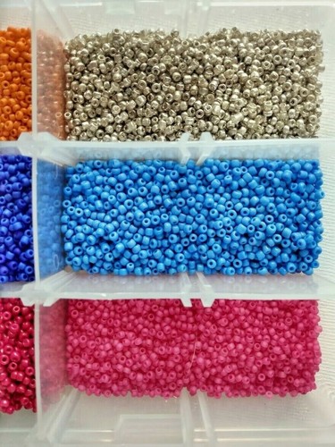 Posten kleine Glasperlen 11/0 Mix 9 Farben: Bündel mit Behälter 13+ Unzen (494 gm.) - Bild 7 von 12
