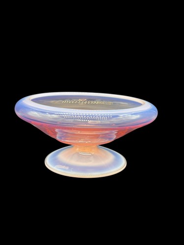 Fostoria Seascape rosa Koralle Sand opalisierend mundgeblasen Glas Standschale - Bild 9 von 14