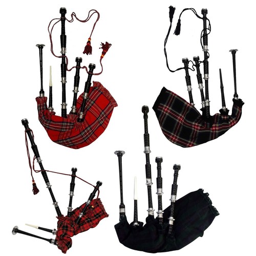 TC Full Size Scottish Bagpipe Rosewood Black Finish Available In Various Tartan - Picture 1 of 9