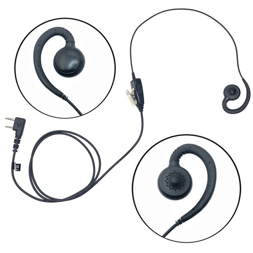 C Shape Single Wire Headset Surveillance Earpiece Mic for Kenwood Walkie Talkie - Picture 4 of 5