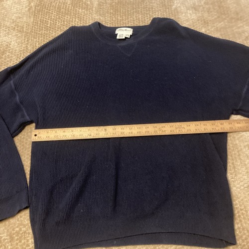 Vintage Eddie Bauer Sweater Mens XL Navy Blue Chunky Blend Fisherman Made In USA - Picture 6 of 10