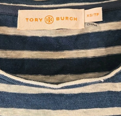 Tory Burch Linen Striped Pullover Top Shirt Size XS - Picture 2 of 4