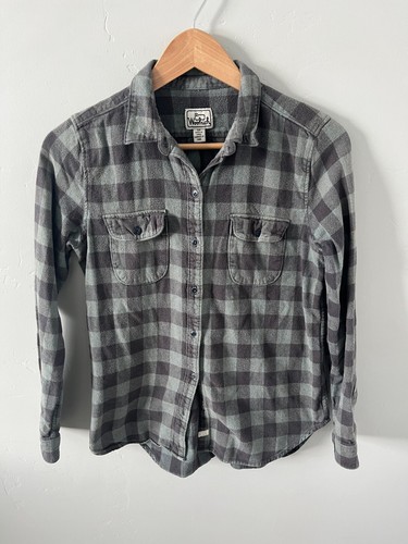 Woolrich Wool Flannel Shirt Womens Size Small Buffalo Check Green Black Vintage - Picture 3 of 9