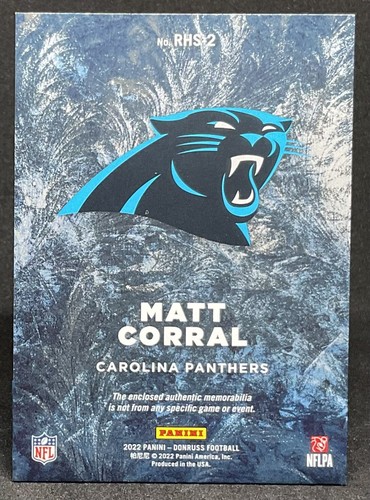 2022 Donruss MATT CORRAL (RC) Panthers/Patriots Rookie Sweaters Patch - Picture 2 of 2