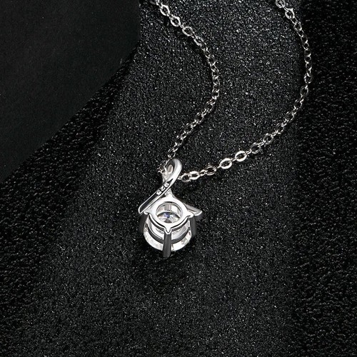 Collana con ciondolo 1 ct oro bianco VVS1 D fidanzamento creato in laboratorio diamante test pass - Foto 3 di 5