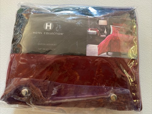 Hotel Collection Medallion Queen Bedskirt, Dark Red 👍
