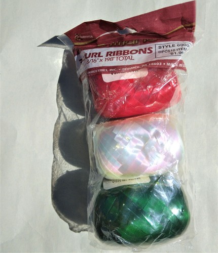 Package of 3 Curl Ribbons (3/16" X 198') (NOS) - Picture 2 of 3