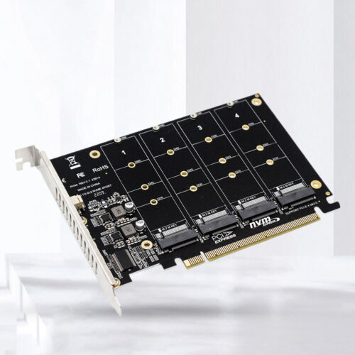 4 Port M.2 NVME SSD zu PCIE X16 Adapter Konverter Karte LED Anzeige