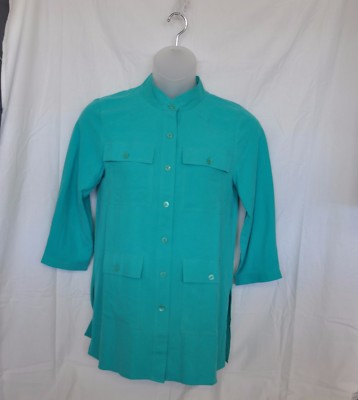 Linea by Louis Dell'Olio Stand Collar Tunic With Removable Belt Size XS Green