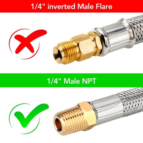 15 Inch Stainless Braided RV Propane Pigtail Hose, 2 Pack, Type1 Connection, 1/4 - Picture 26 of 30