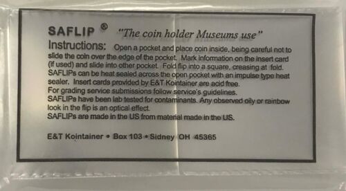 2.5 x 2.5 Mylar Coin Flips Saflip Safe 50 Double Pocket Long Term Submission NGC - Picture 5 of 6
