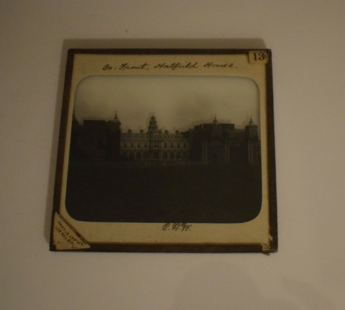 ANTIKES magisches Laternenschieber VORDERSEITE DES HATFIELD-HAUSES UM 1890 VIKTORIANISCHES FOTO - Bild 2 von 2
