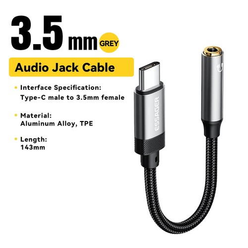 Essager USB Type C To 3.5mm Jack AUX Cable For iPhone 16 15 Headphone Audio Wire - Picture 10 of 10