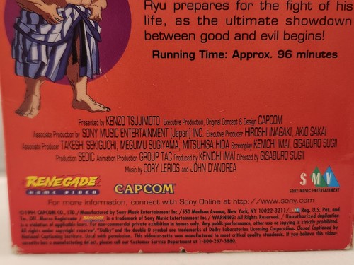 Street Fighter II 2 The Animated Movie Unrated VHS 1994 Renegade Home Video - Picture 4 of 11