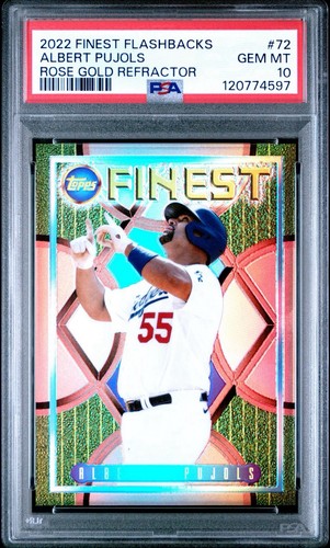 2022 Topps Finest Albert Pujols Rose Gold Refractor #/15 Dodgers PSA 10 GEM MT - Picture 1 of 2