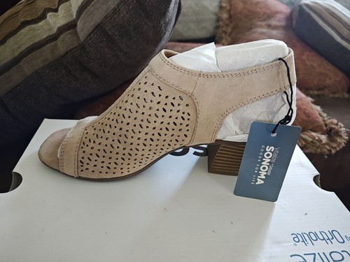 Neu mit Karton Sonoma Goods For Life Vitalize Gr. 6 Peeptoe Blockabsatz Sandalen hellbraun taupe - Bild 4 von 11