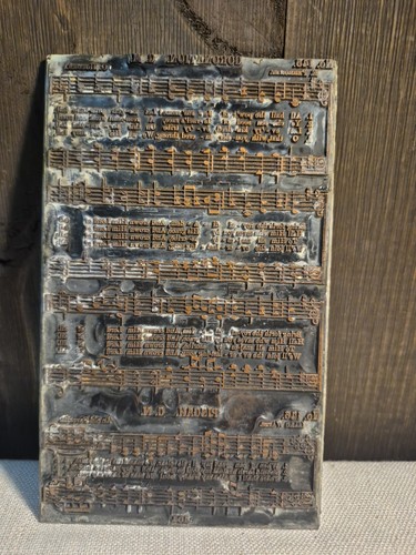 Vintage Buchdruck Druckblock NUR PLATTE Noten religiös Hymne SCHWER - Bild 1 von 5