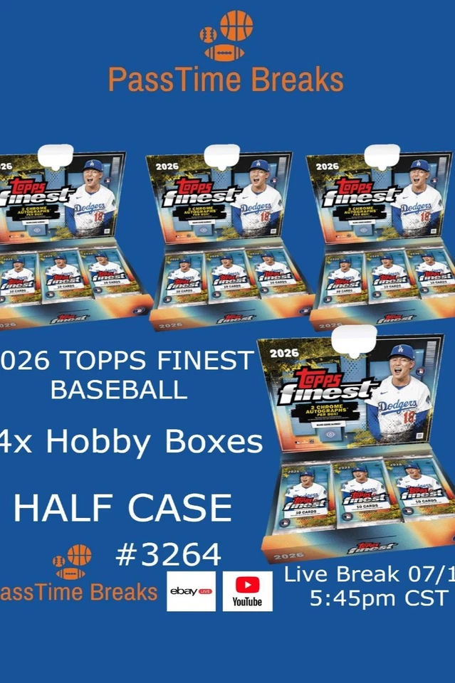 2026 TOPPS FINEST BASEBALL - 4x Hobby Box - HALF CASE BREAK 3264