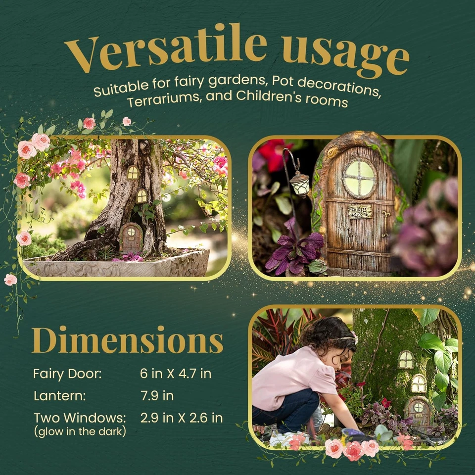 Fairy Door and Windows – Glow in The Dark Yard Art Sculpture Decoration for K... - Image 3 of 4