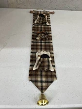 Farmhouse Plaid Christmas Angel Bell Wall Hanging Rustic