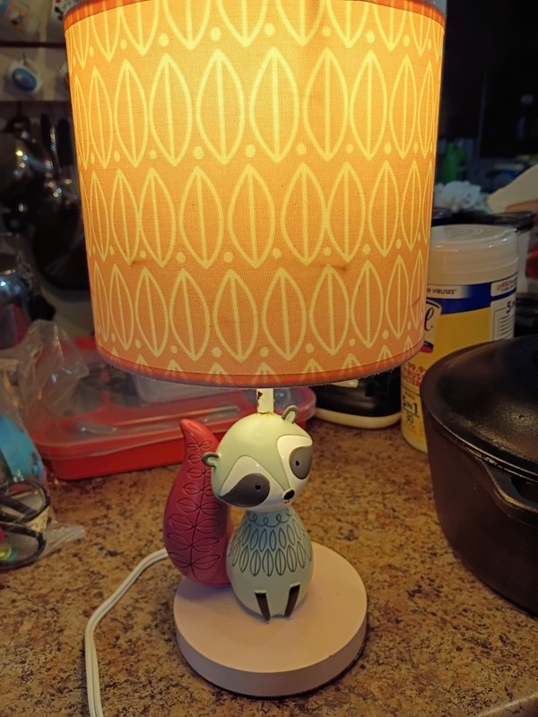 Lambs & Ivy Woodland Forest raccoon Nursery Lamp with Shade & Bulb