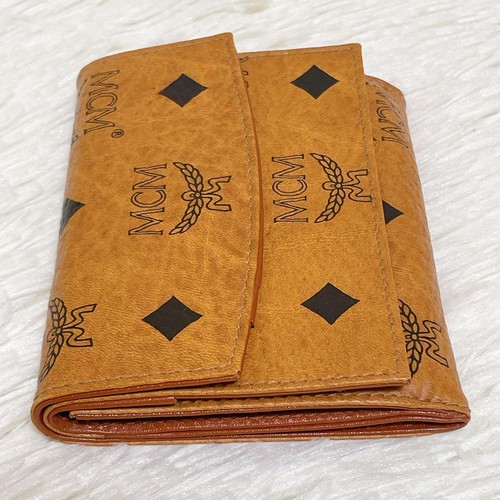 MCM Leder Trifold Geldbörse Visetos Muster Braun Camel Unisex Ganzleder - Bild 8 von 16