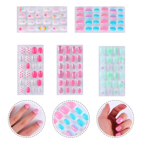 120 Pezzi Unghie Bambini Neonati Unghie Artificiali per Premere su