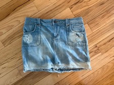 Route 66 Vintage Y2K Distressed Light Wash Denim Mini Skirt Size 6