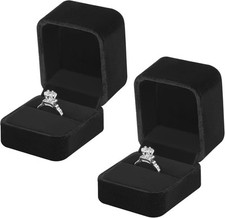 2 Pieces Velvet Ring Gift Box, Small Storage Boxes for Proposal Black