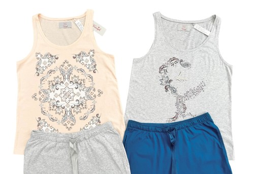 Pijama Triumph camisa + conjuntos de pantalones 3/4 PK 01 Capri 36 a 46 NUEVO - Imagen 2 de 2