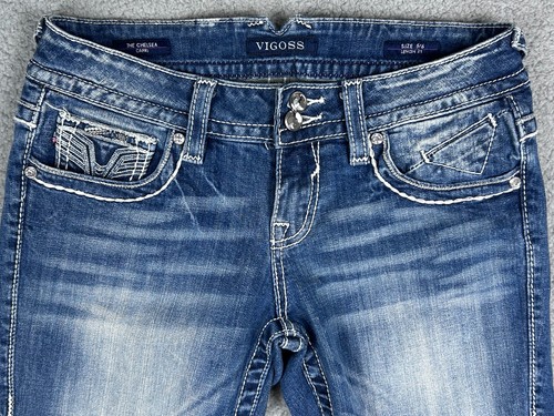 Vigoss Womens Chelsea Capri Jeans Size 5/6 Blue Rolled Cuff Pocket Stretch Denim - Picture 5 of 14