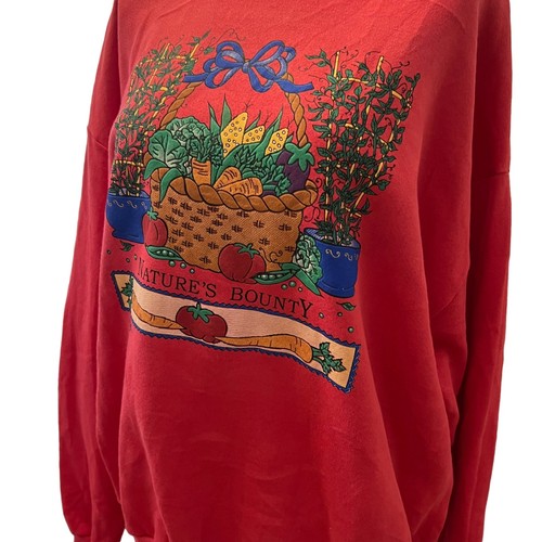 Vintage 90s Grandma Natures Bounty Fall Harvest Winter Sweatshirt, XL - Picture 4 of 7