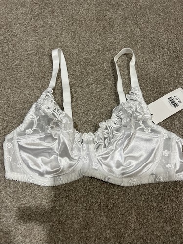 Naturana Womens Satin & Lace Full Cup Everyday Bra Wired Floral White 36B - Picture 6 of 11