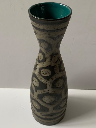 VINTAGE MID CENTURY VASE AUSTRIA POTTERY GREY & TURQUOISE 1960’S WEST GERMAN - Picture 24 of 24