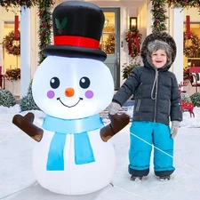 4ft Christmas Inflatables Snowman Outdoor Decorations with Build-in LEDs, Inf...