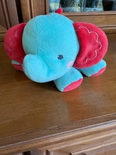 Fisher Price 2013 Blue Red Elephant Crinkle Rattle Lovey 6" Plush Baby Toy