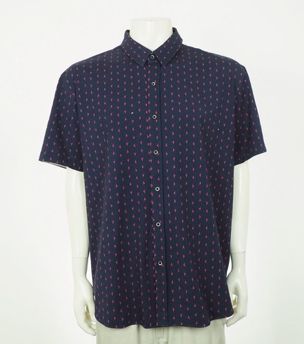 Buttercloth Icy Cotton Button Down Hemd Herren 3XL XXXL Navy Blau Flamingo Print