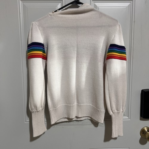 Vintage Women’s Ricki Rainbow Sweater Large Pride Pullover Side Button Collar - Picture 14 of 17