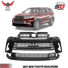 Front Bumper Cover Fascia & Lower Grille For 2017-2019 Toyota Highlander