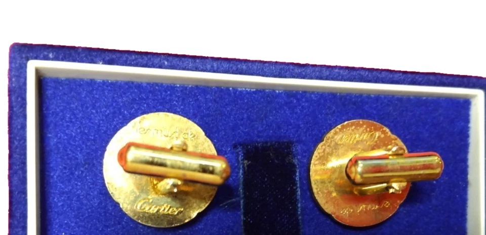 JUEGO DE GEMELOS CARTIER DE COLECCIÓN TIE TAC 2C OVALADOS ORO VERDE JOYERÍA PARA HOMBRE USADO Foto 3 de 4